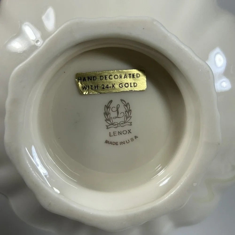Vintage Lenox Ivory Candy Bowl Dish Gold Rim USA
